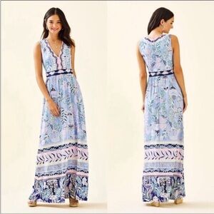 Lilly Pulitzer McKinley Maxi Dress Blue Peri Lapis Lanterns color pattern